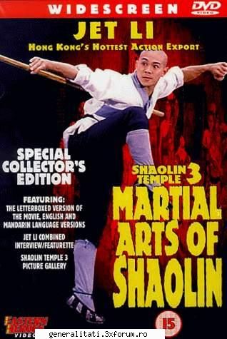 martial arts of shaolin 
jet li weasels out of the north shaolin temple to a despotic ruler at the